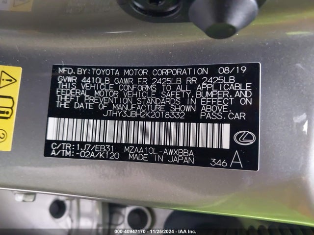 JTHY3JBH2K2018332 Lexus Ux 200 F Sport