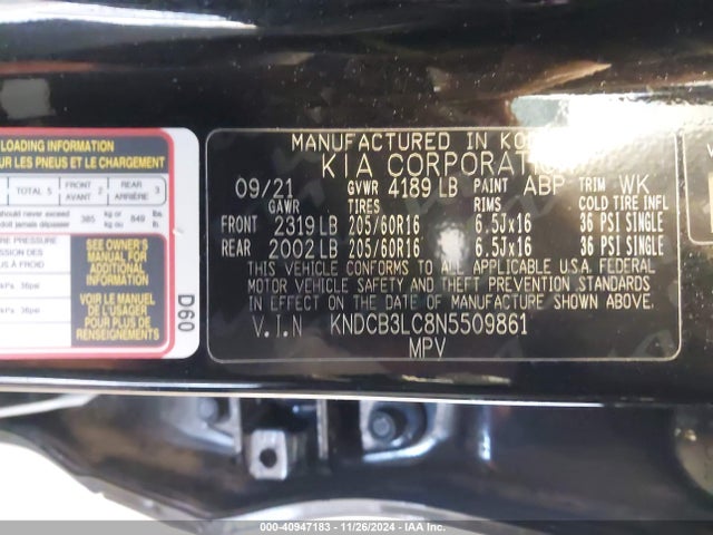 KIA Niro Lxs 2022 KNDCB3LC8N5509861 Image 9