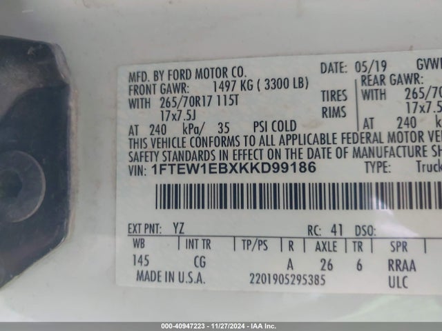 Ford F-150 Xl 2019 1FTEW1EBXKKD99186 Image 8