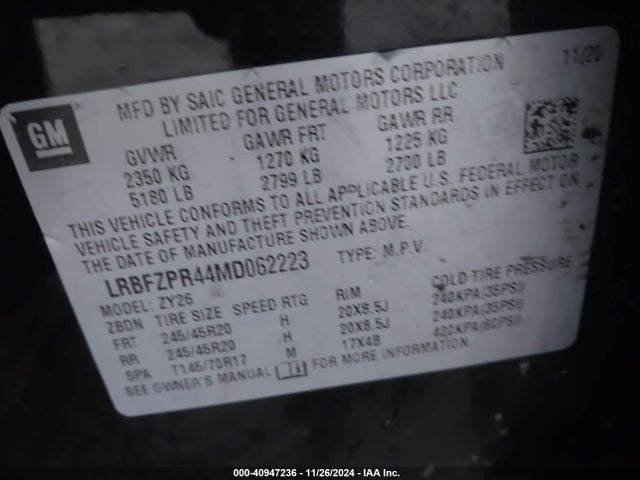 LRBFZPR44MD062223 Buick Envision Awd Essence