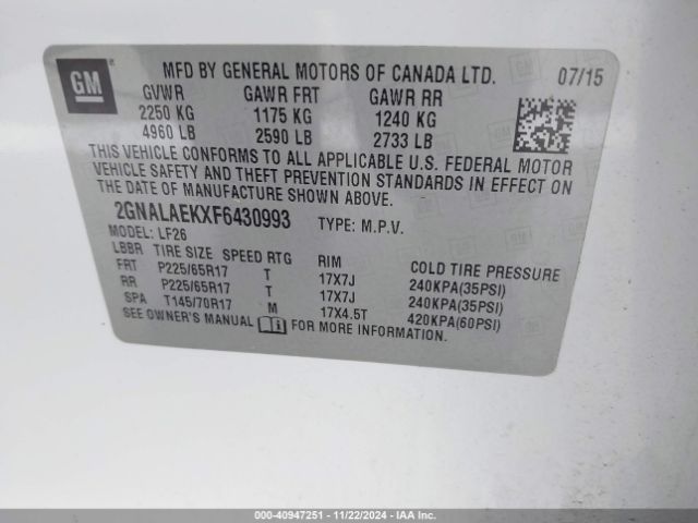 2GNALAEKXF6430993 Chevrolet EQUINOX LS