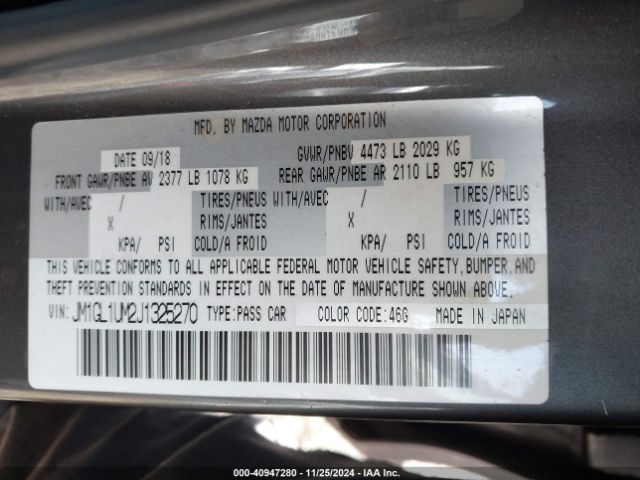 JM1GL1UM2J1325270 Mazda Mazda6 Sport