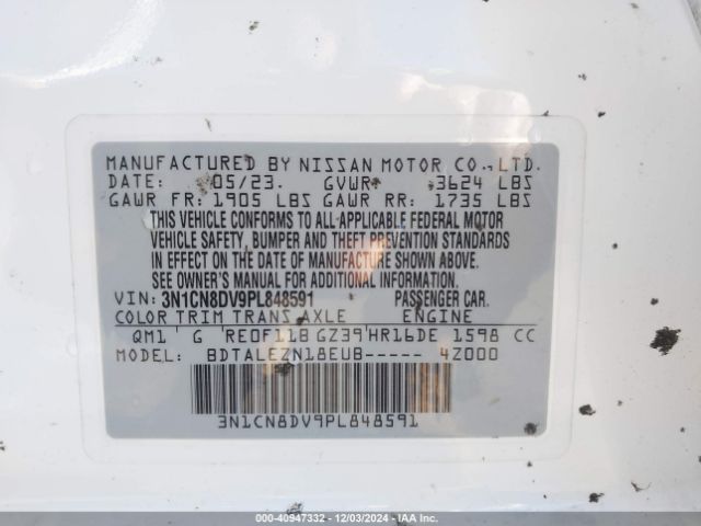 3N1CN8DV9PL848591 Nissan Versa 1.6 S Xtronic Cvt