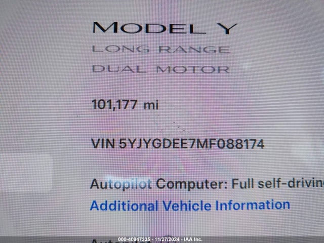 2021 TESLA MODEL Y 5YJYGDEE7MF088174 Photo 6