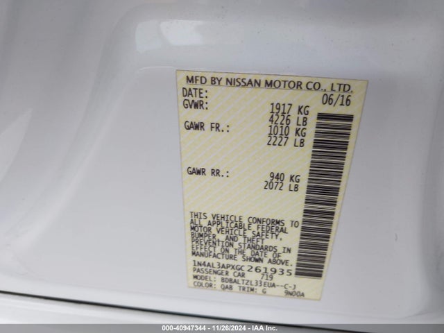Nissan Altima 2.5 Sl 2016 1N4AL3APXGC261935 Image 9