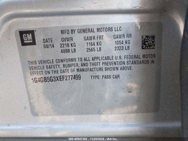 1G4GB5G3XEF277499 Buick Lacrosse