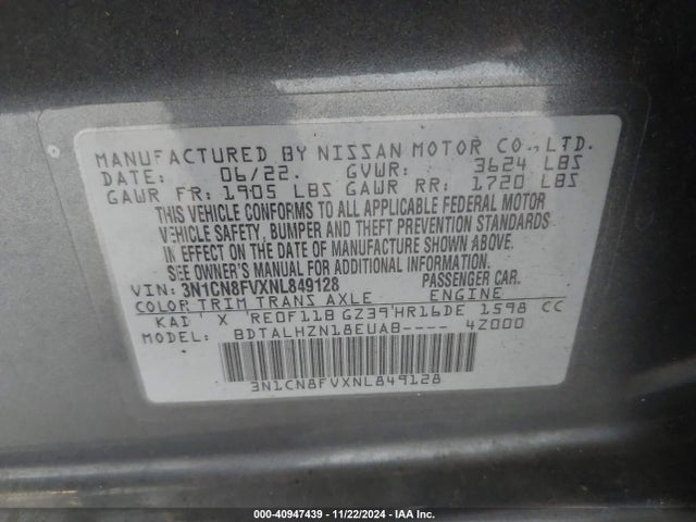 3N1CN8FVXNL849128 Nissan Versa 1.6 Sr Xtronic Cvt