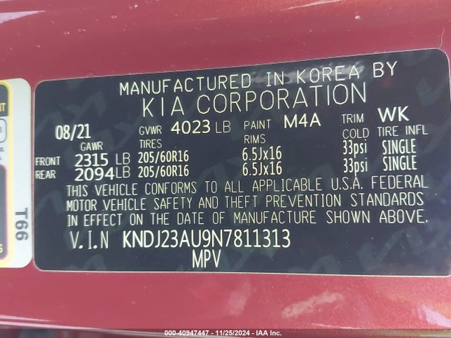 KIA SOUL LX 2022 KNDJ23AU9N7811313 Image 9