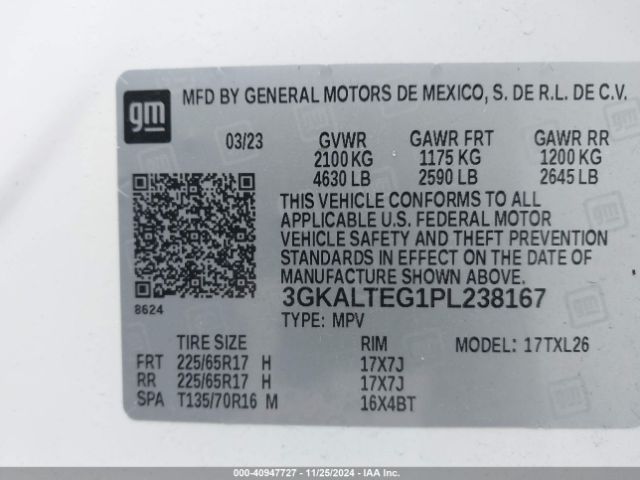 3GKALTEG1PL238167 GMC Terrain Awd Sle