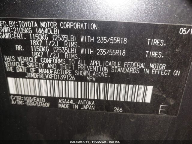 JTMDFREVXFD139126 Toyota Rav4 Limited