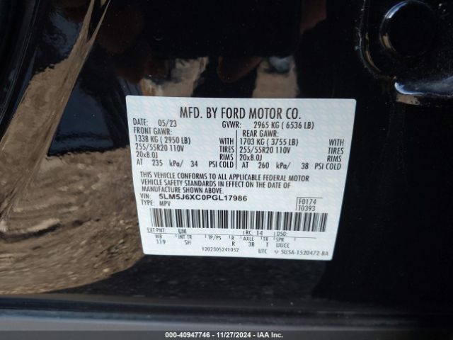 5LM5J6XC0PGL17986 Lincoln Aviator Standard