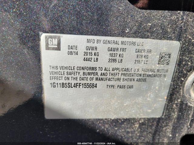 Chevrolet Malibu 2015 1G11B5SL4FF155684 Image 8