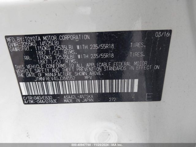 JTMNFREV4GJ084552 Toyota RAV4 SE