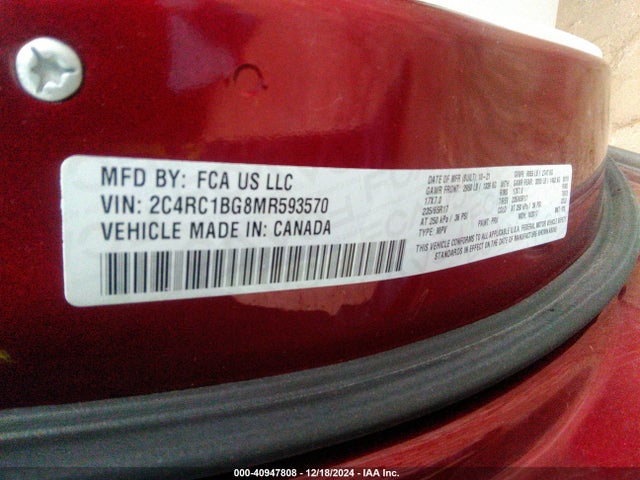 2C4RC1BG8MR593570 Chrysler Pacifica Touring L