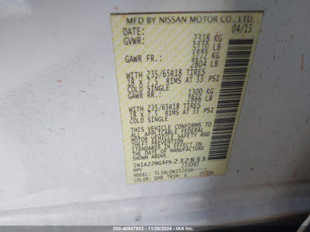 5N1AZ2MG4FN232833 Nissan MURANO SV