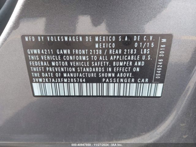 3VW2K7AJXFM285764 Volkswagen Jetta 2.0l S