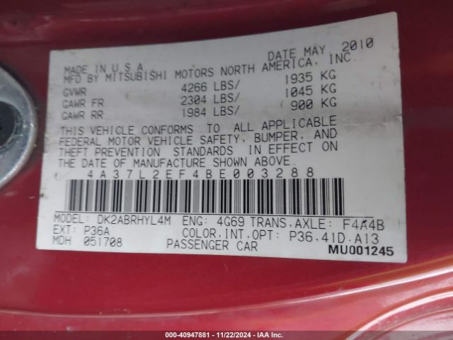 2011 MITSUBISHI ECLIPSE SPYDER 4A37L2EF4BE003288 Photo 8