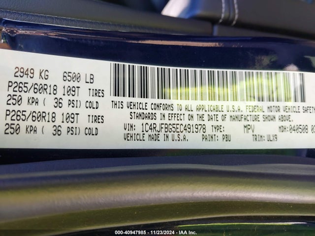 Jeep Grand Cherokee Limited 2014 1C4RJFBG5EC491978 Image 9