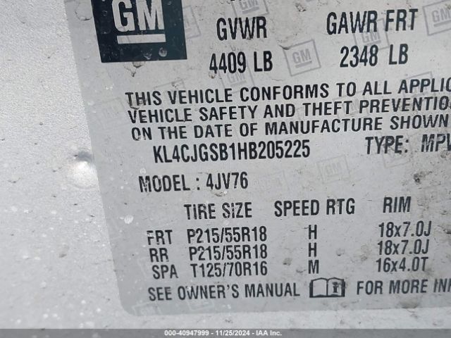 KL4CJGSB1HB205225 Buick Encore Essence