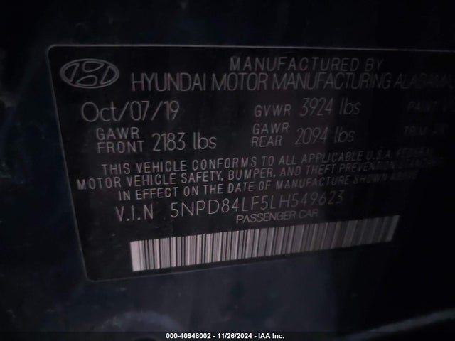 Hyundai ELANTRA SEL 2020 5NPD84LF5LH549623 Image 9