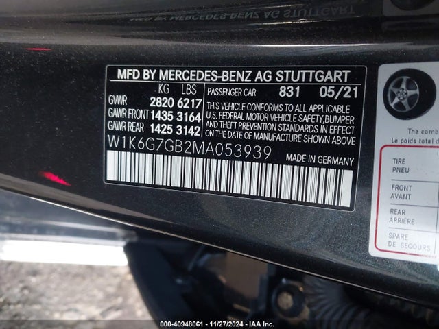 W1K6G7GB2MA053939 Mercedes-Benz S 580 4matic