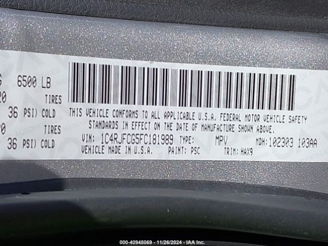 1C4RJFCG5FC181989 Jeep Grand Cherokee High Altitude