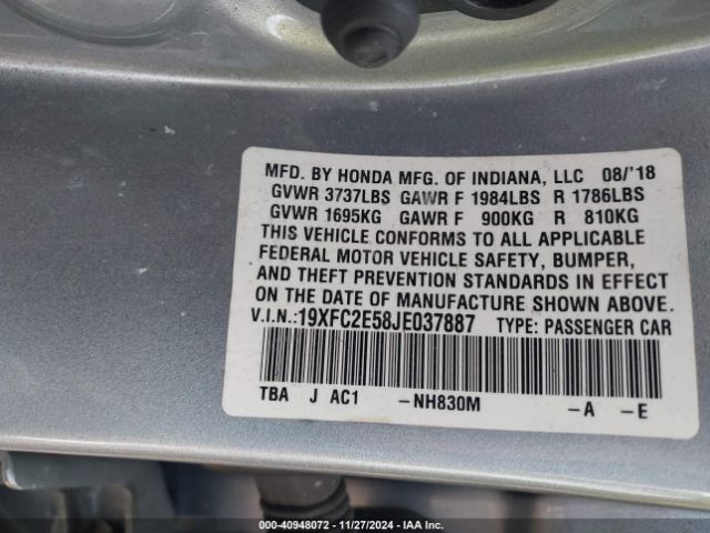 19XFC2E58JE037887 Honda Civic Lx