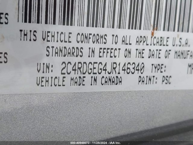 2C4RDGEG4JR146340 Dodge Grand Caravan Gt