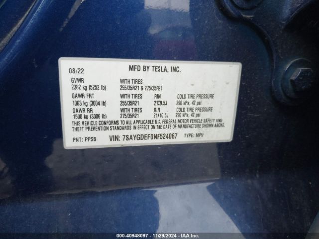 7SAYGDEF0NF524067 Tesla Model Y Performance Dual Motor All-wheel Drive