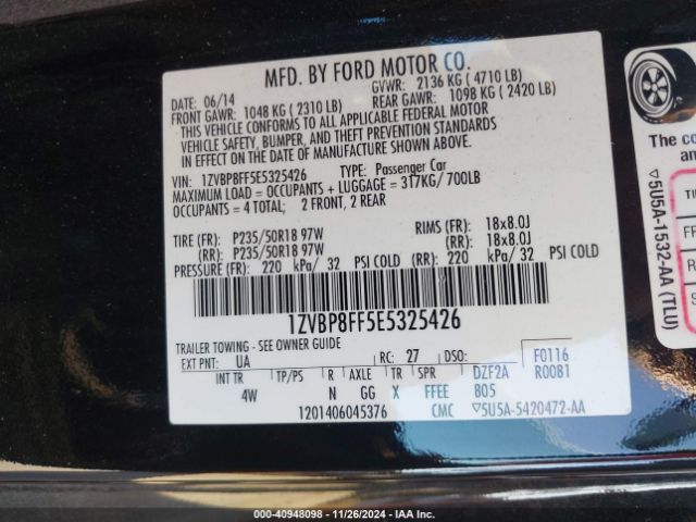2014 FORD MUSTANG 1ZVBP8FF5E5325426 Photo 8