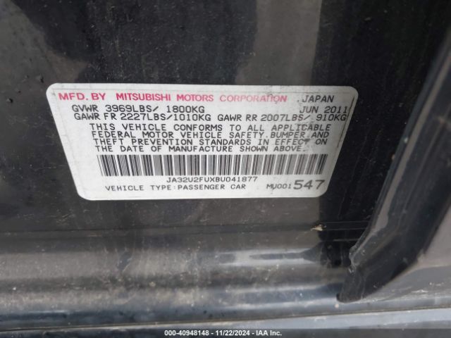 2011 MITSUBISHI LANCER JA32U2FUXBU041877 Photo 8