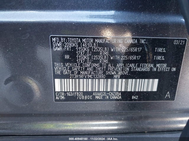 Toyota RAV4 LE 2021 2T3H1RFV1MC132890 Image 9