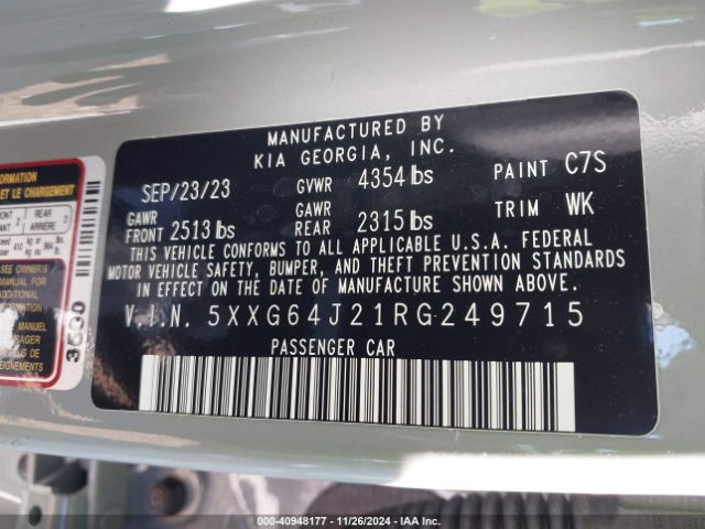 5XXG64J21RG249715 KIA K5 Gt-line