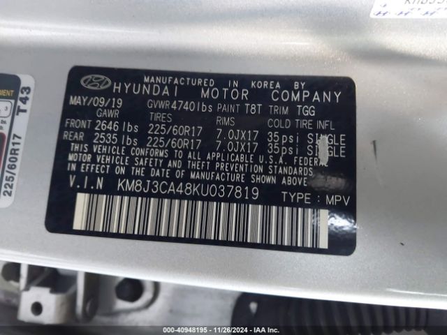KM8J3CA48KU037819 Hyundai Tucson Value