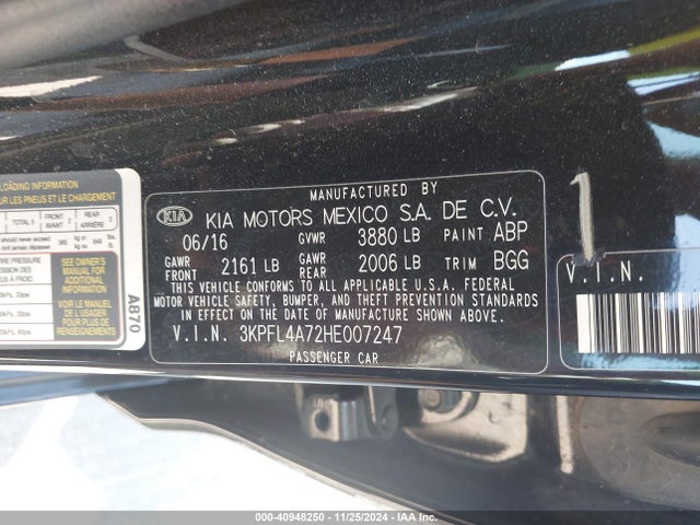 KIA FORTE LX 2017 3KPFL4A72HE007247 Image 9