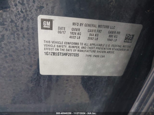 Chevrolet MALIBU LS 2017 1G1ZB5ST5HF287035 Image 9