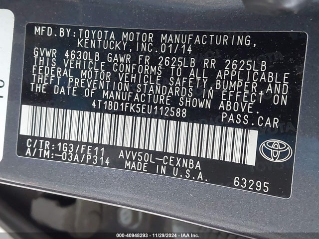 4T1BD1FK5EU112588 Toyota Camry Hybrid Le