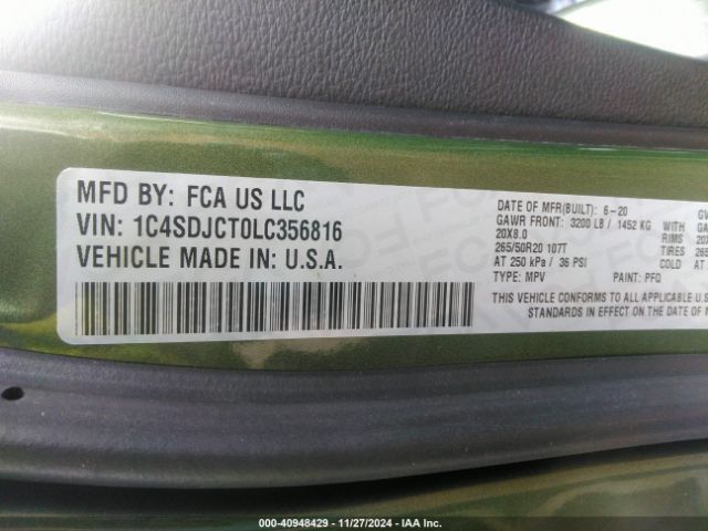 1C4SDJCT0LC356816 Dodge Durango R/t Awd