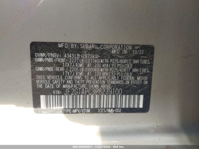 JF2GTAPC3P8279100 Subaru Crosstrek Premium