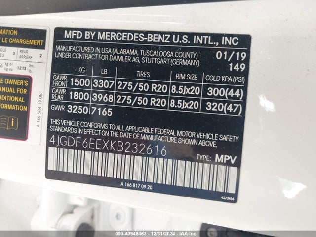 4JGDF6EEXKB232616 Mercedes-Benz Gls 450 4matic