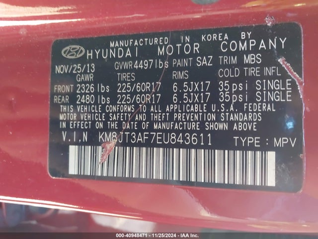 Hyundai TUCSON GLS 2014 KM8JT3AF7EU843611 Image 9