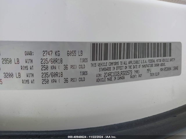 2C4RC1EG9JR322573 Chrysler Pacifica Touring L Plus
