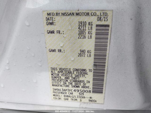 1N4AL3AP3FC495008 Nissan Altima 2.5 S