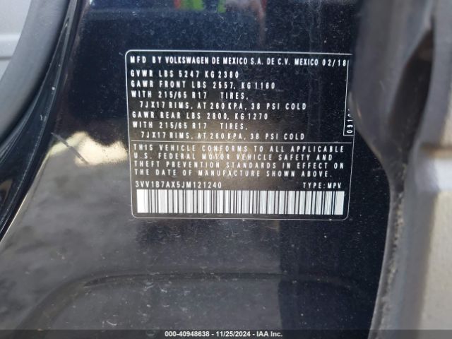 3VV1B7AX5JM121240 Volkswagen Tiguan 2.0t S