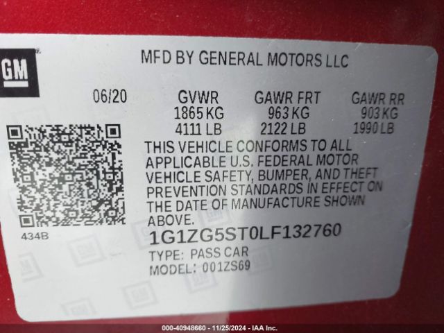 1G1ZG5ST0LF132760 Chevrolet Malibu Fwd Rs