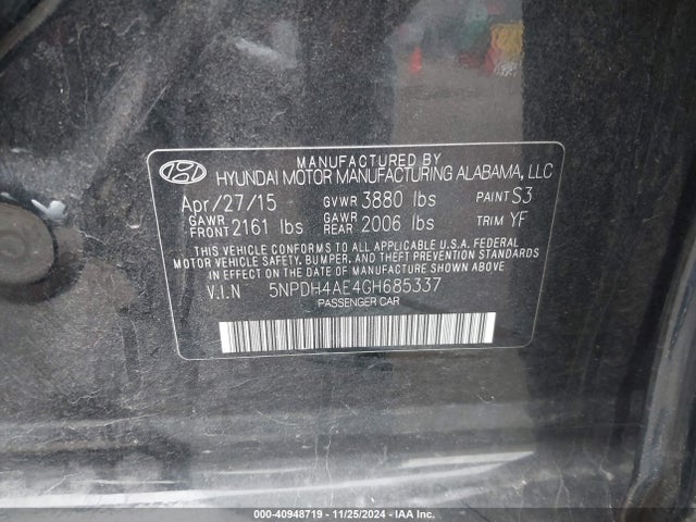 Hyundai Elantra Value Edition 2016 5NPDH4AE4GH685337 Image 9