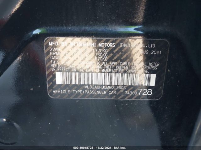 2021 MITSUBISHI MIRAGE ML32AUHJ5MH012603 Photo 8