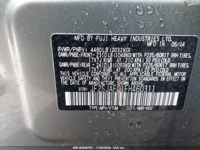 Subaru Forester 2.5i Premium 2015 JF2SJAFC1FH460311 Image 9