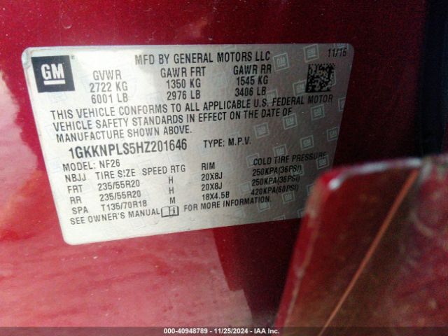 1GKKNPLS5HZ201646 GMC Acadia Denali