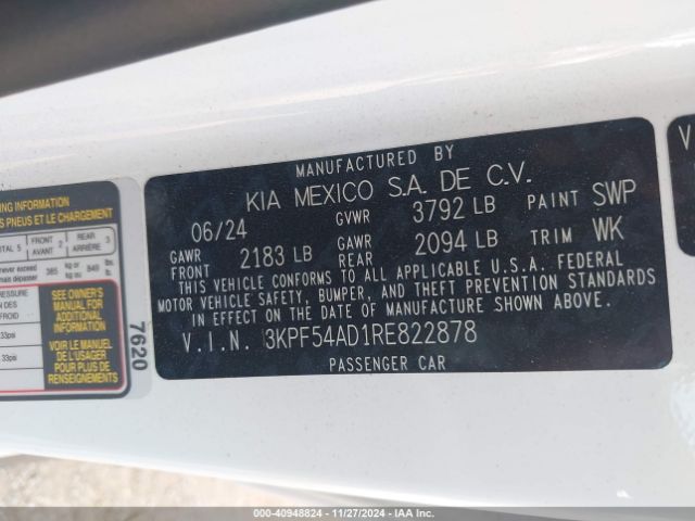 3KPF54AD1RE822878 KIA Forte Gt-line